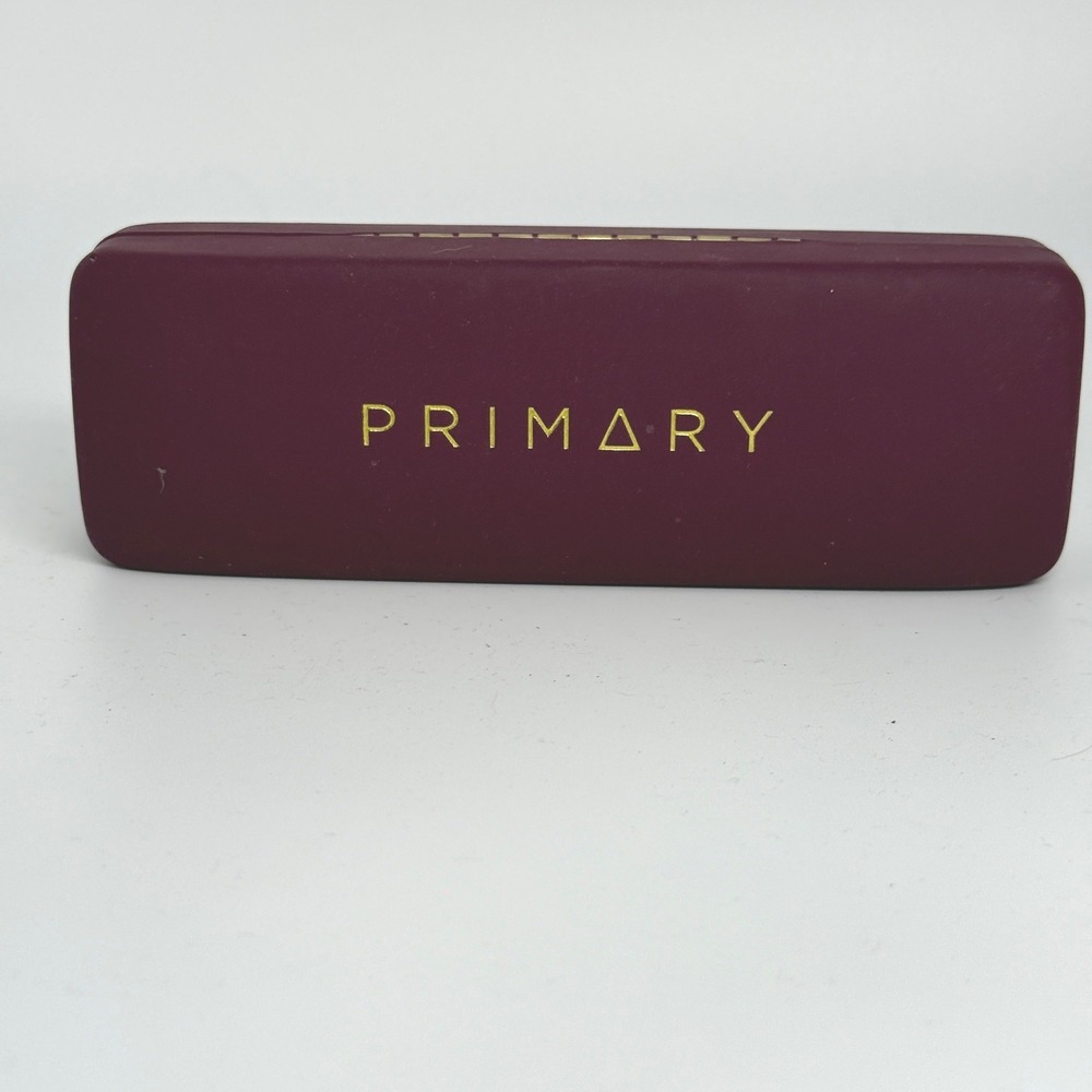 Primary‎ Eyewear Hard Clamshell Glasses Case Burgundy Maroon Gold Logo 2